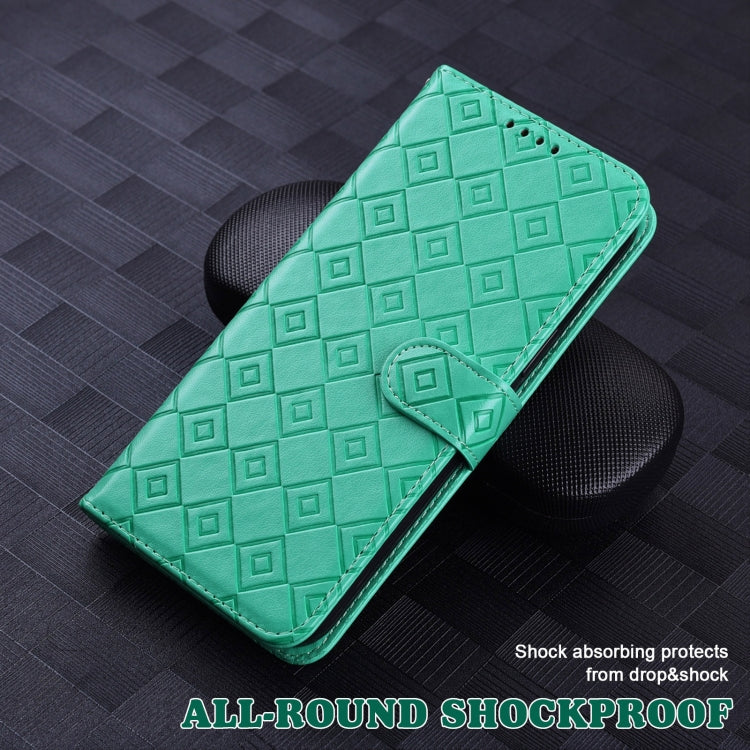 For Sony Xperia 5 Embossed Big Small Concentric Squares Pattern Horizontal Flip Leather Case with Card Slot & Holder & Wallet
