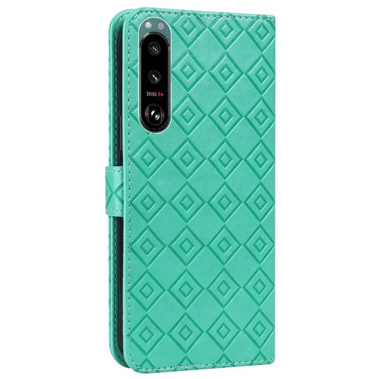 For Sony Xperia 5 III Embossed Big Small Concentric Squares Pattern Horizontal Flip Leather Case with Card Slot & Holder & Wallet