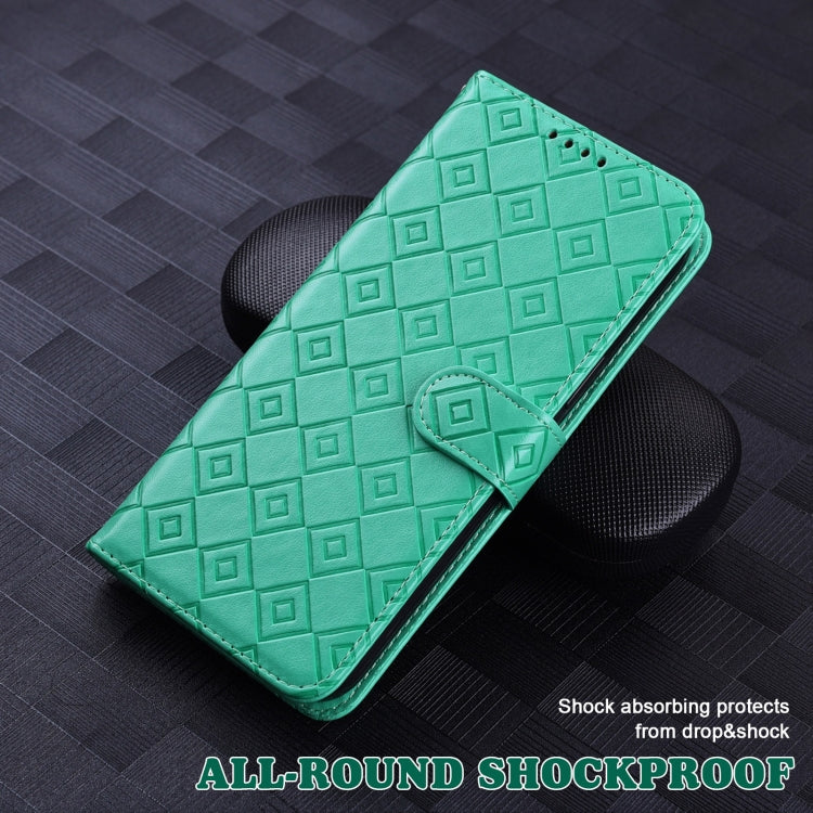 For LG K40 Embossed Big Small Concentric Squares Pattern Horizontal Flip Leather Case with Card Slot & Holder & Wallet