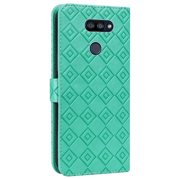 For LG K40S Embossed Big Small Concentric Squares Pattern Horizontal Flip Leather Case with Card Slot & Holder & Wallet