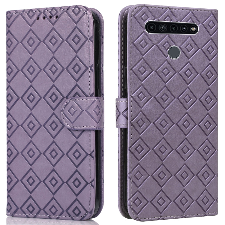 For LG K51S / K41S Embossed Big Small Concentric Squares Pattern Horizontal Flip Leather Case with Card Slot & Holder & Wallet