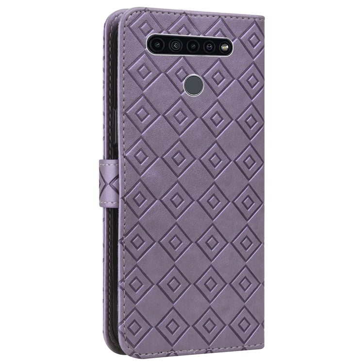 For LG K51S / K41S Embossed Big Small Concentric Squares Pattern Horizontal Flip Leather Case with Card Slot & Holder & Wallet
