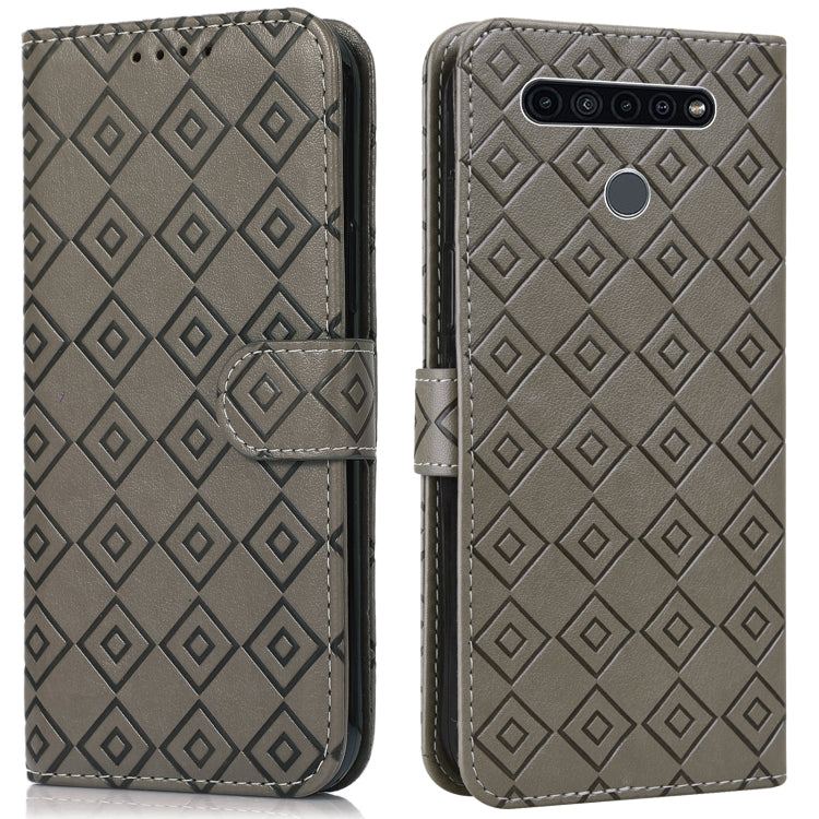 For LG K51S / K41S Embossed Big Small Concentric Squares Pattern Horizontal Flip Leather Case with Card Slot & Holder & Wallet