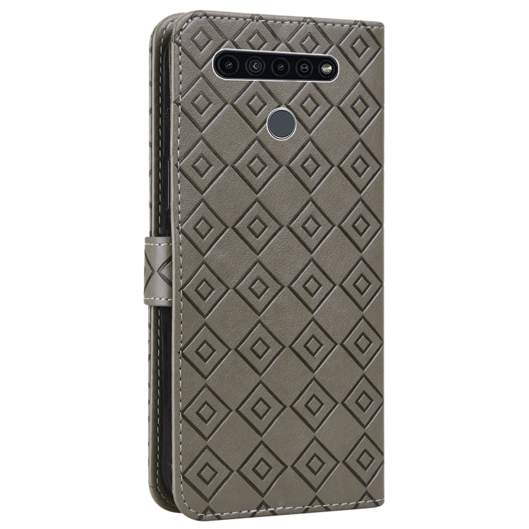 For LG K51S / K41S Embossed Big Small Concentric Squares Pattern Horizontal Flip Leather Case with Card Slot & Holder & Wallet