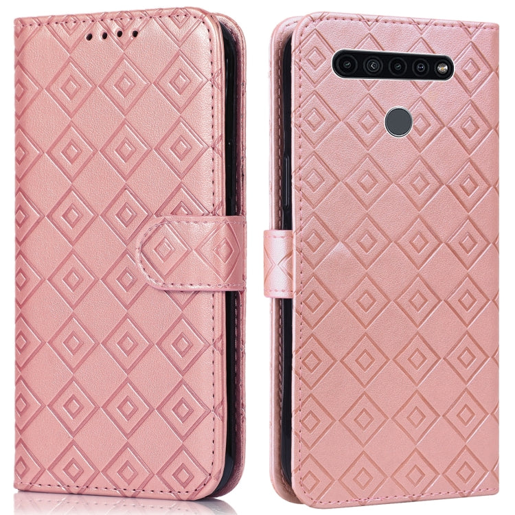 For LG K51S / K41S Embossed Big Small Concentric Squares Pattern Horizontal Flip Leather Case with Card Slot & Holder & Wallet