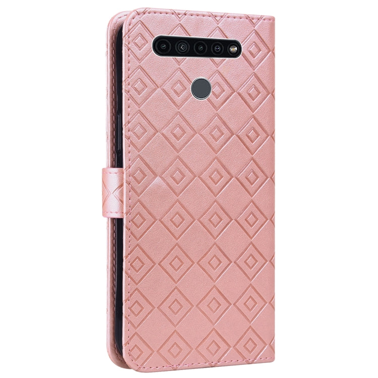 For LG K51S / K41S Embossed Big Small Concentric Squares Pattern Horizontal Flip Leather Case with Card Slot & Holder & Wallet