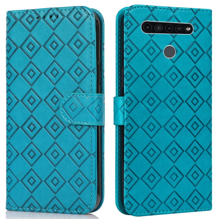 For LG K51S / K41S Embossed Big Small Concentric Squares Pattern Horizontal Flip Leather Case with Card Slot & Holder & Wallet