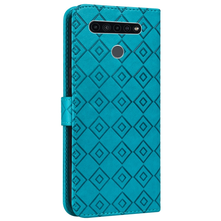 For LG K51S / K41S Embossed Big Small Concentric Squares Pattern Horizontal Flip Leather Case with Card Slot & Holder & Wallet