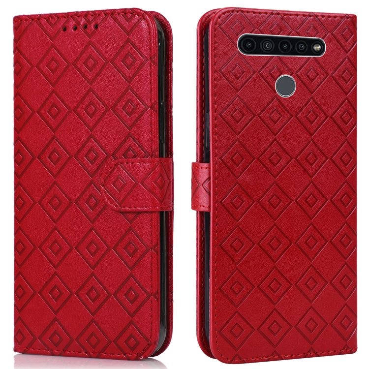 For LG K51S / K41S Embossed Big Small Concentric Squares Pattern Horizontal Flip Leather Case with Card Slot & Holder & Wallet
