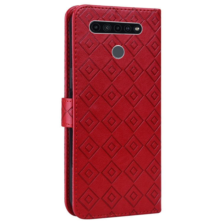 For LG K51S / K41S Embossed Big Small Concentric Squares Pattern Horizontal Flip Leather Case with Card Slot & Holder & Wallet