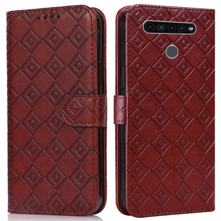 For LG K51S / K41S Embossed Big Small Concentric Squares Pattern Horizontal Flip Leather Case with Card Slot & Holder & Wallet