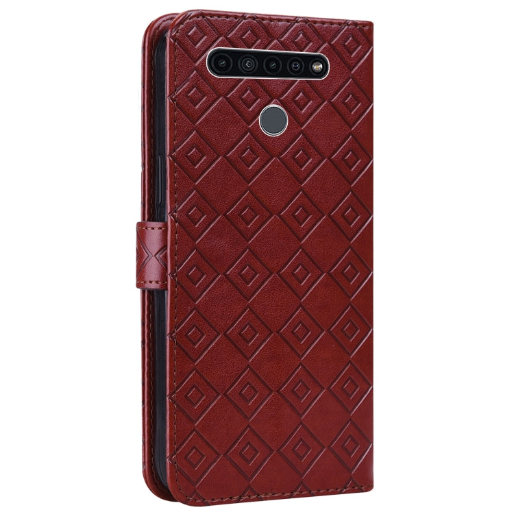 For LG K51S / K41S Embossed Big Small Concentric Squares Pattern Horizontal Flip Leather Case with Card Slot & Holder & Wallet