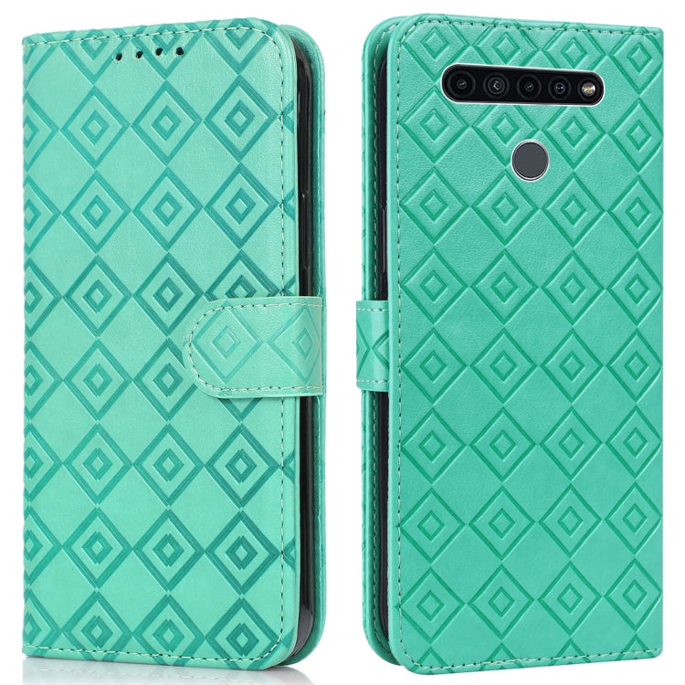 For LG K51S / K41S Embossed Big Small Concentric Squares Pattern Horizontal Flip Leather Case with Card Slot & Holder & Wallet