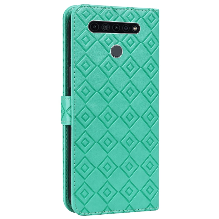 For LG K51S / K41S Embossed Big Small Concentric Squares Pattern Horizontal Flip Leather Case with Card Slot & Holder & Wallet