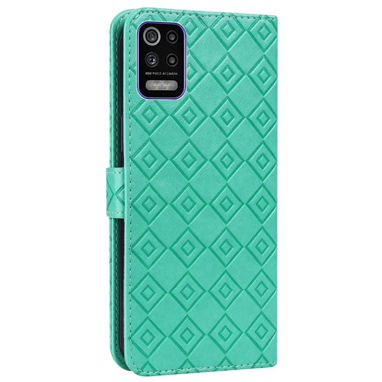 For LG K52 / Q52 / K62 Embossed Big Small Concentric Squares Pattern Horizontal Flip Leather Case with Card Slot & Holder & Wallet