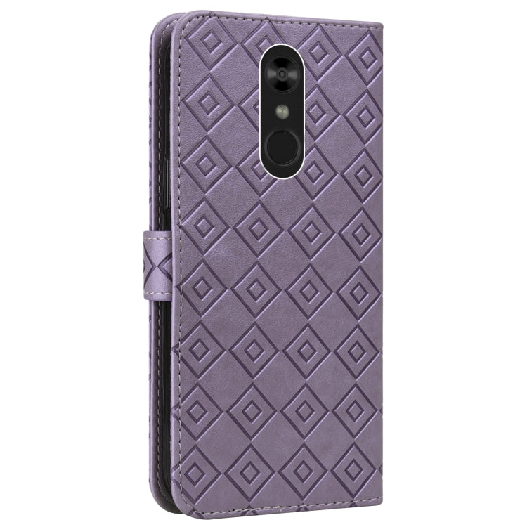 For LG Q Stylo 4 / Q8 Embossed Big Small Concentric Squares Pattern Horizontal Flip Leather Case with Card Slot & Holder & Wallet