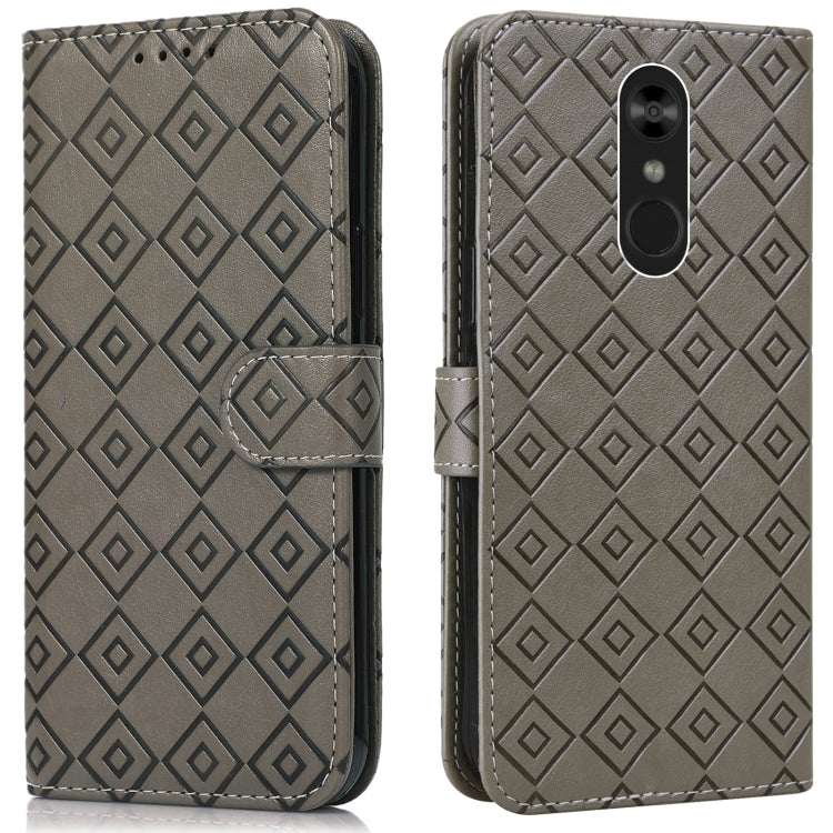 For LG Q Stylo 4 / Q8 Embossed Big Small Concentric Squares Pattern Horizontal Flip Leather Case with Card Slot & Holder & Wallet