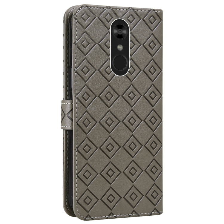 For LG Q Stylo 4 / Q8 Embossed Big Small Concentric Squares Pattern Horizontal Flip Leather Case with Card Slot & Holder & Wallet