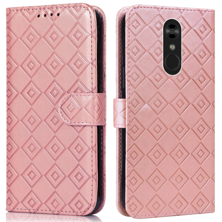 For LG Q Stylo 4 / Q8 Embossed Big Small Concentric Squares Pattern Horizontal Flip Leather Case with Card Slot & Holder & Wallet