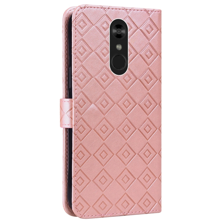 For LG Q Stylo 4 / Q8 Embossed Big Small Concentric Squares Pattern Horizontal Flip Leather Case with Card Slot & Holder & Wallet