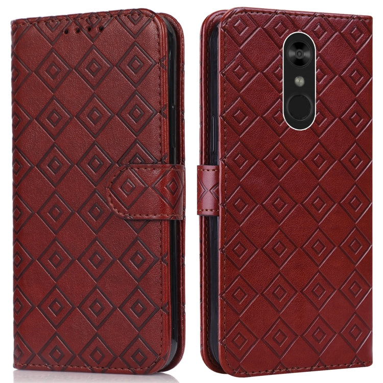 For LG Q Stylo 4 / Q8 Embossed Big Small Concentric Squares Pattern Horizontal Flip Leather Case with Card Slot & Holder & Wallet
