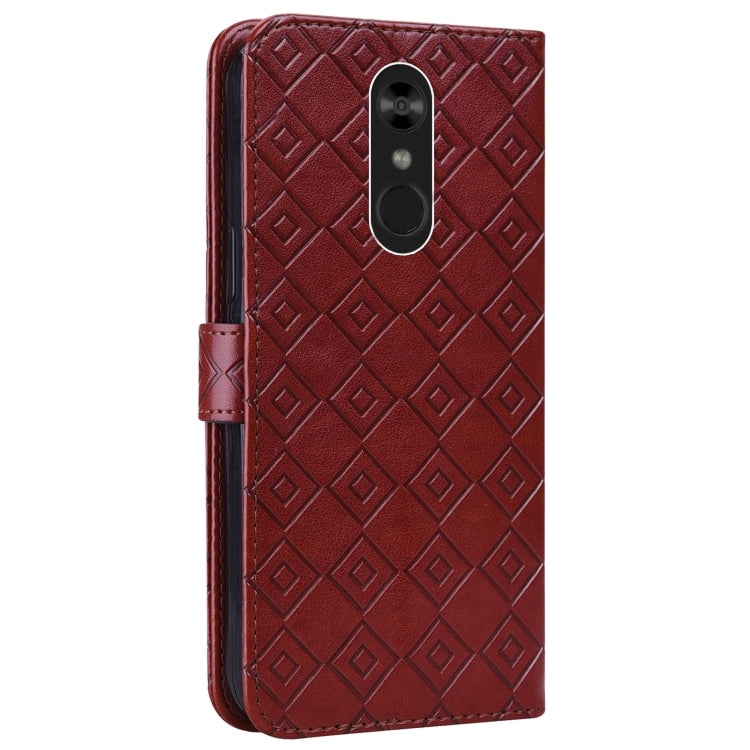 For LG Q Stylo 4 / Q8 Embossed Big Small Concentric Squares Pattern Horizontal Flip Leather Case with Card Slot & Holder & Wallet