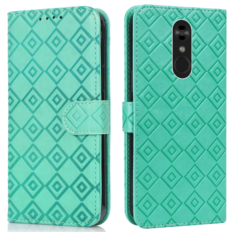 For LG Q Stylo 4 / Q8 Embossed Big Small Concentric Squares Pattern Horizontal Flip Leather Case with Card Slot & Holder & Wallet