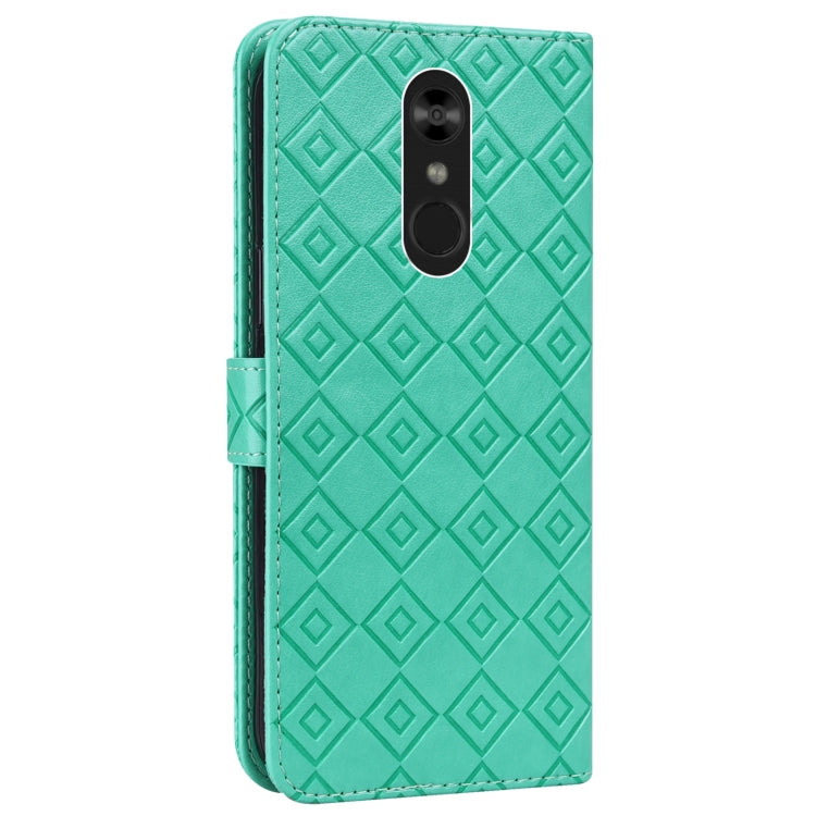 For LG Q Stylo 4 / Q8 Embossed Big Small Concentric Squares Pattern Horizontal Flip Leather Case with Card Slot & Holder & Wallet