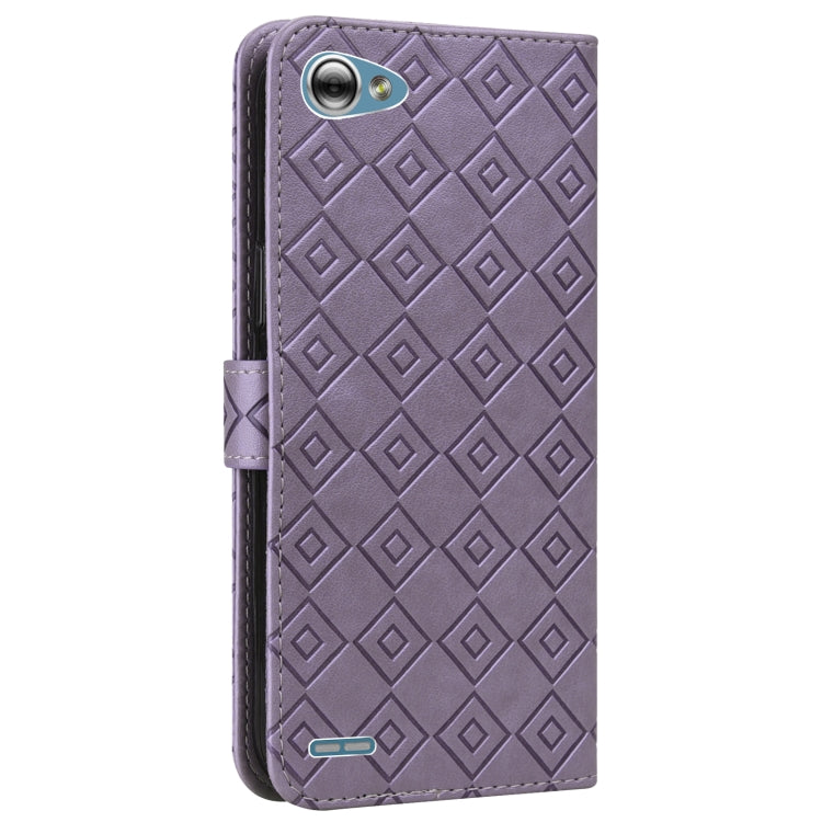 For LG Q6 Embossed Big Small Concentric Squares Pattern Horizontal Flip Leather Case with Card Slot & Holder & Wallet