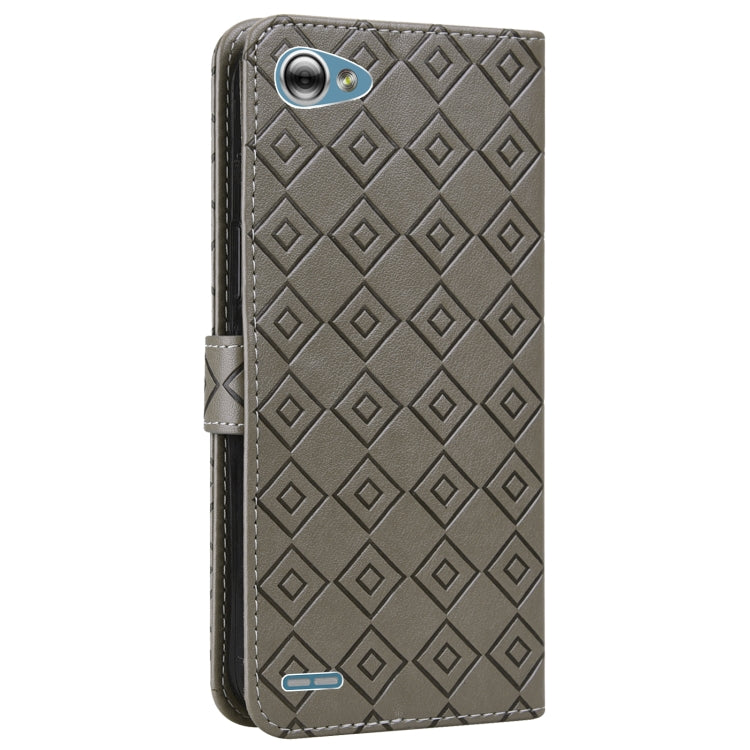 For LG Q6 Embossed Big Small Concentric Squares Pattern Horizontal Flip Leather Case with Card Slot & Holder & Wallet