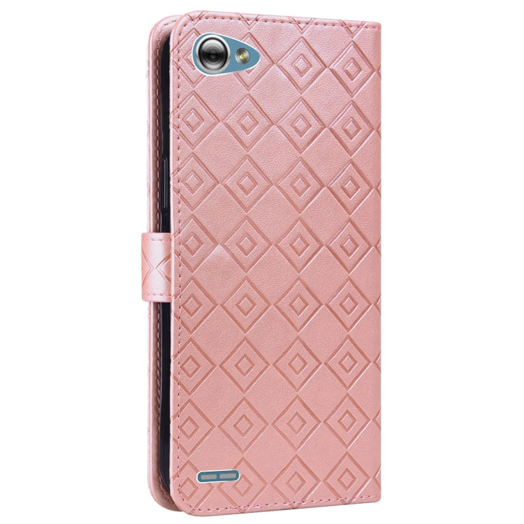 For LG Q6 Embossed Big Small Concentric Squares Pattern Horizontal Flip Leather Case with Card Slot & Holder & Wallet