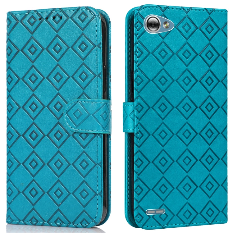 For LG Q6 Embossed Big Small Concentric Squares Pattern Horizontal Flip Leather Case with Card Slot & Holder & Wallet