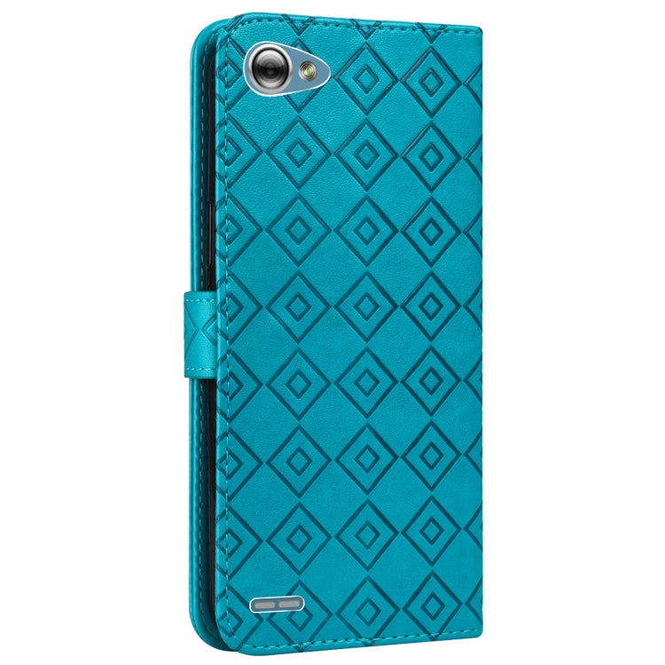 For LG Q6 Embossed Big Small Concentric Squares Pattern Horizontal Flip Leather Case with Card Slot & Holder & Wallet