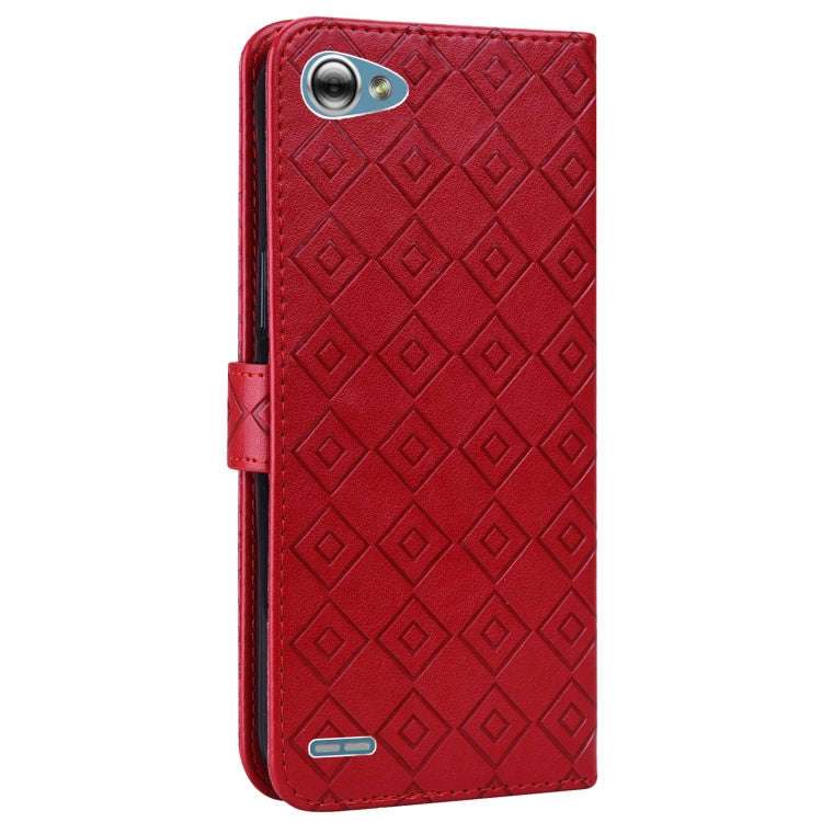 For LG Q6 Embossed Big Small Concentric Squares Pattern Horizontal Flip Leather Case with Card Slot & Holder & Wallet