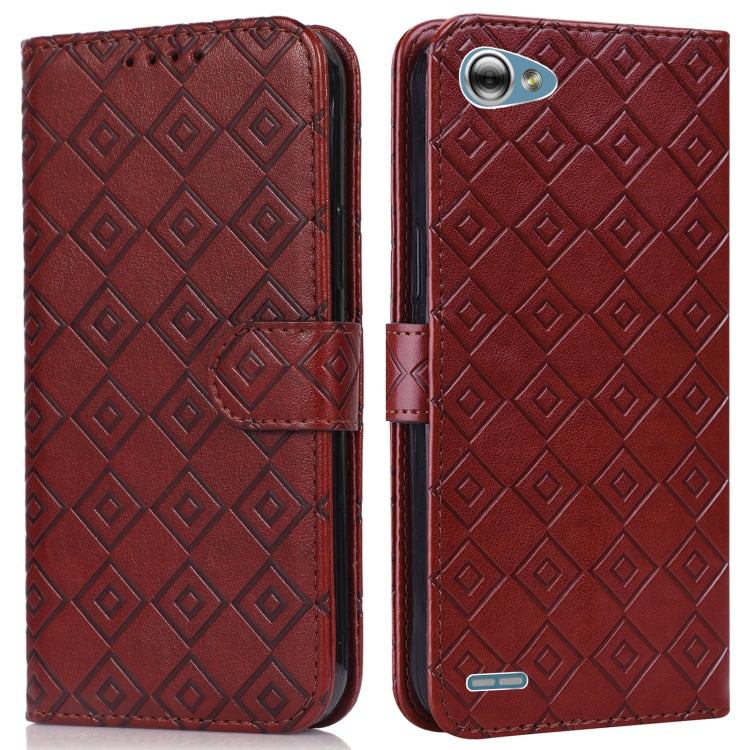 For LG Q6 Embossed Big Small Concentric Squares Pattern Horizontal Flip Leather Case with Card Slot & Holder & Wallet
