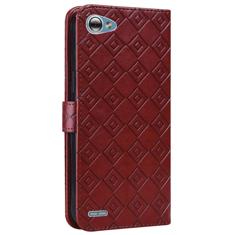 For LG Q6 Embossed Big Small Concentric Squares Pattern Horizontal Flip Leather Case with Card Slot & Holder & Wallet