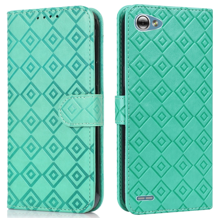 For LG Q6 Embossed Big Small Concentric Squares Pattern Horizontal Flip Leather Case with Card Slot & Holder & Wallet