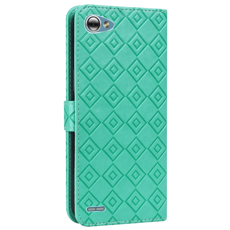 For LG Q6 Embossed Big Small Concentric Squares Pattern Horizontal Flip Leather Case with Card Slot & Holder & Wallet