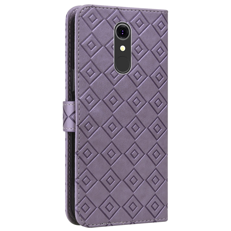 For LG Q7 Embossed Big Small Concentric Squares Pattern Horizontal Flip Leather Case with Card Slot & Holder & Wallet