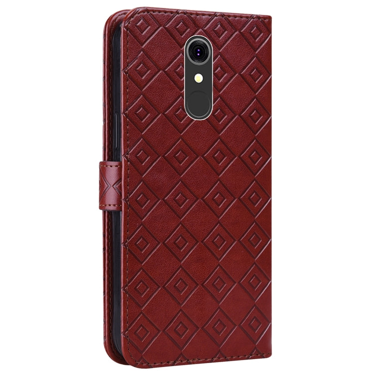 For LG Q7 Embossed Big Small Concentric Squares Pattern Horizontal Flip Leather Case with Card Slot & Holder & Wallet