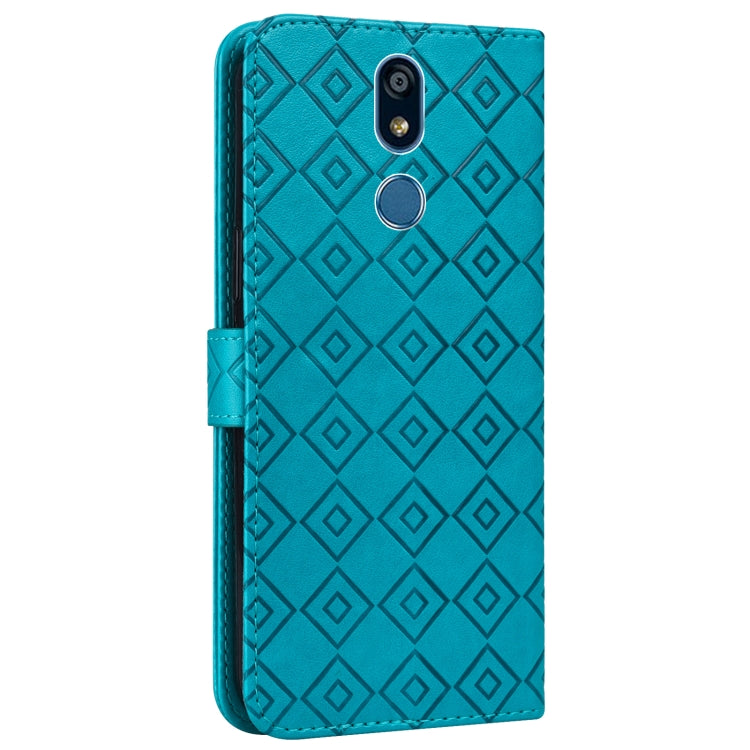 For LG X power2 Embossed Big Small Concentric Squares Pattern Horizontal Flip Leather Case with Card Slot & Holder & Wallet