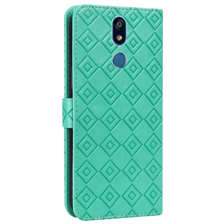For LG X power2 Embossed Big Small Concentric Squares Pattern Horizontal Flip Leather Case with Card Slot & Holder & Wallet