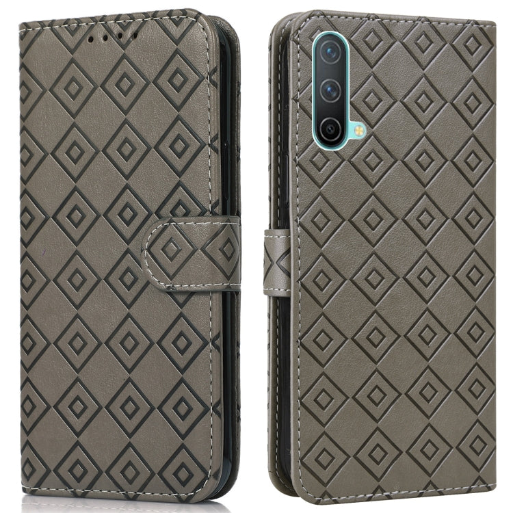 For OnePlus Nord CE 5G Embossed Big Small Concentric Squares Pattern Horizontal Flip Leather Case with Card Slot & Holder & Wallet