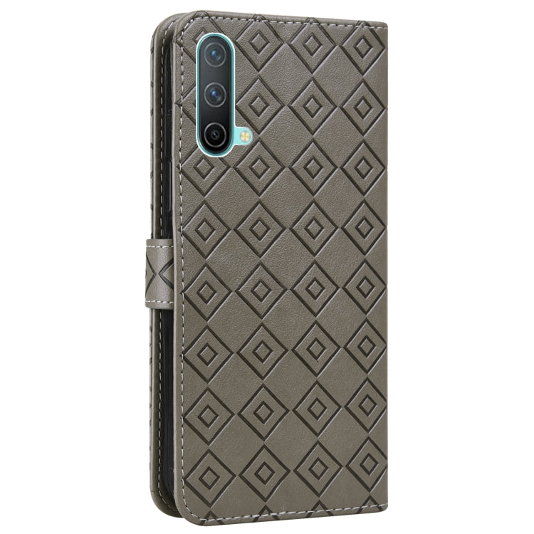 For OnePlus Nord CE 5G Embossed Big Small Concentric Squares Pattern Horizontal Flip Leather Case with Card Slot & Holder & Wallet