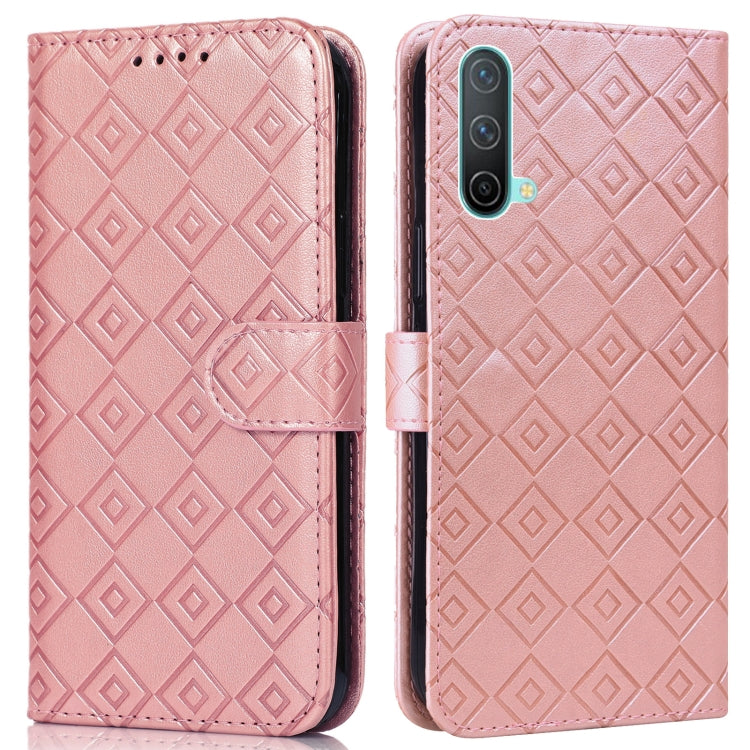 For OnePlus Nord CE 5G Embossed Big Small Concentric Squares Pattern Horizontal Flip Leather Case with Card Slot & Holder & Wallet