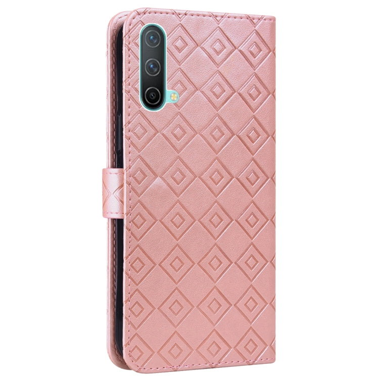 For OnePlus Nord CE 5G Embossed Big Small Concentric Squares Pattern Horizontal Flip Leather Case with Card Slot & Holder & Wallet