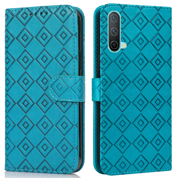For OnePlus Nord CE 5G Embossed Big Small Concentric Squares Pattern Horizontal Flip Leather Case with Card Slot & Holder & Wallet