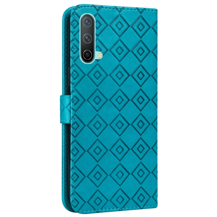 For OnePlus Nord CE 5G Embossed Big Small Concentric Squares Pattern Horizontal Flip Leather Case with Card Slot & Holder & Wallet