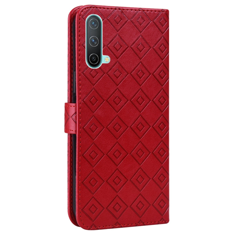 For OnePlus Nord CE 5G Embossed Big Small Concentric Squares Pattern Horizontal Flip Leather Case with Card Slot & Holder & Wallet
