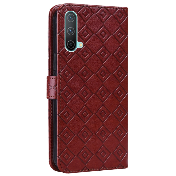 For OnePlus Nord CE 5G Embossed Big Small Concentric Squares Pattern Horizontal Flip Leather Case with Card Slot & Holder & Wallet